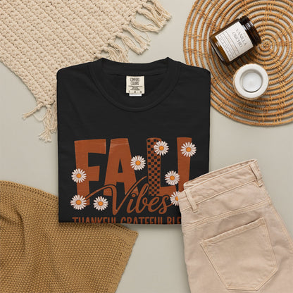 Fall Vibes Shirt, Thankful Grateful Blessed Shirt, Autumn Daisy Shirt, Comfort Colors Fall Tee, Thanksgiving Shirt Women