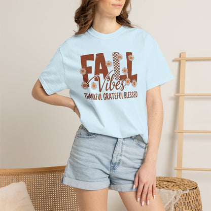 Fall Vibes Shirt, Thankful Grateful Blessed Shirt, Autumn Daisy Shirt, Comfort Colors Fall Tee, Thanksgiving Shirt Women