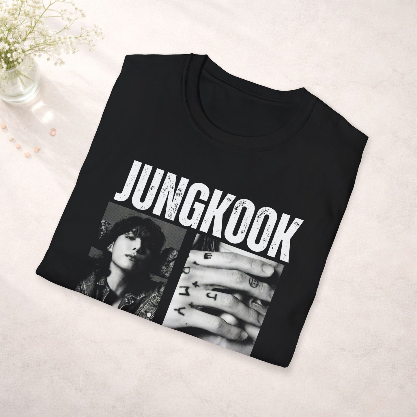 Jungkook Bts Shirt Minimal Tee, Jungkook Black White Graphic T Shirt, Kpop Fan Tee, Bts Merch Shirt, Army Gift, Unisex Softstyle