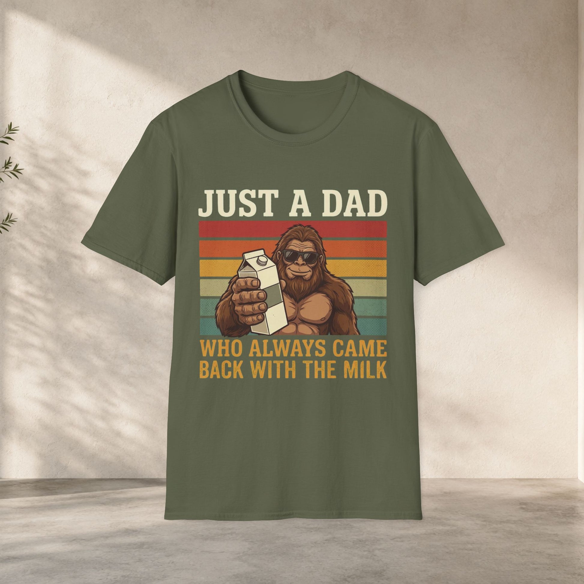 Premium quality Just A Dad Who Always Came Back With The Milk Shirt | Funny Bigfoot Dad Tee shirt - soft comfortable dad