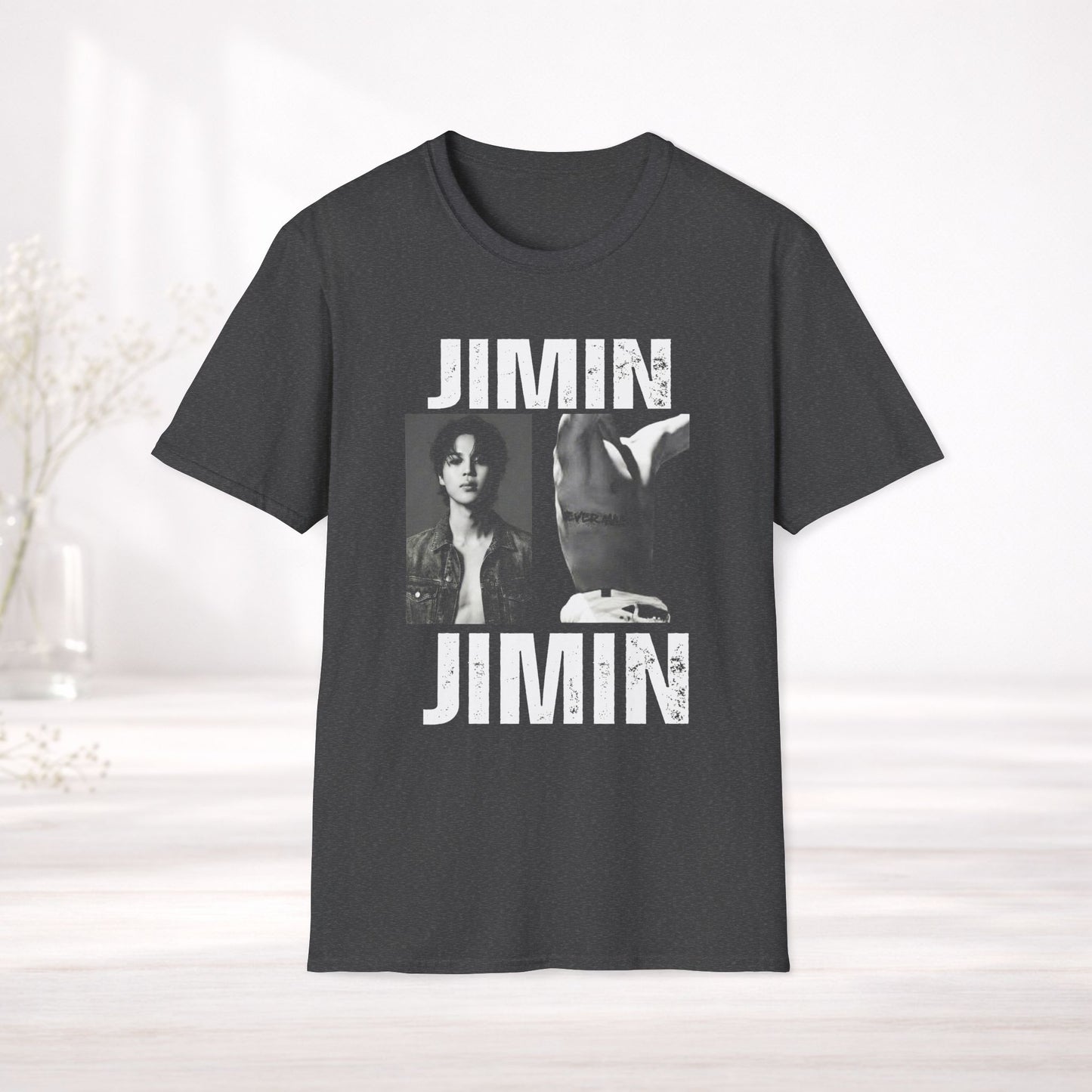 Jimin BTS Shirt Minimal Tee, Jimin Black White Graphic T Shirt, Kpop Fan Shirt, BTS Jimin Merch, Army Gift, Unisex Softstyle Tee