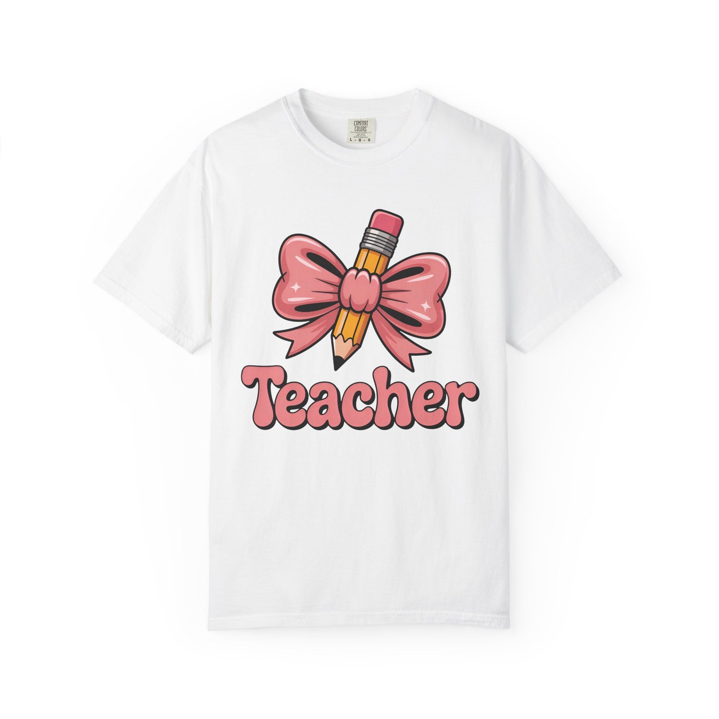 Pink Teacher Bow Comfort Colors Shirt | Cute Teacher Gift