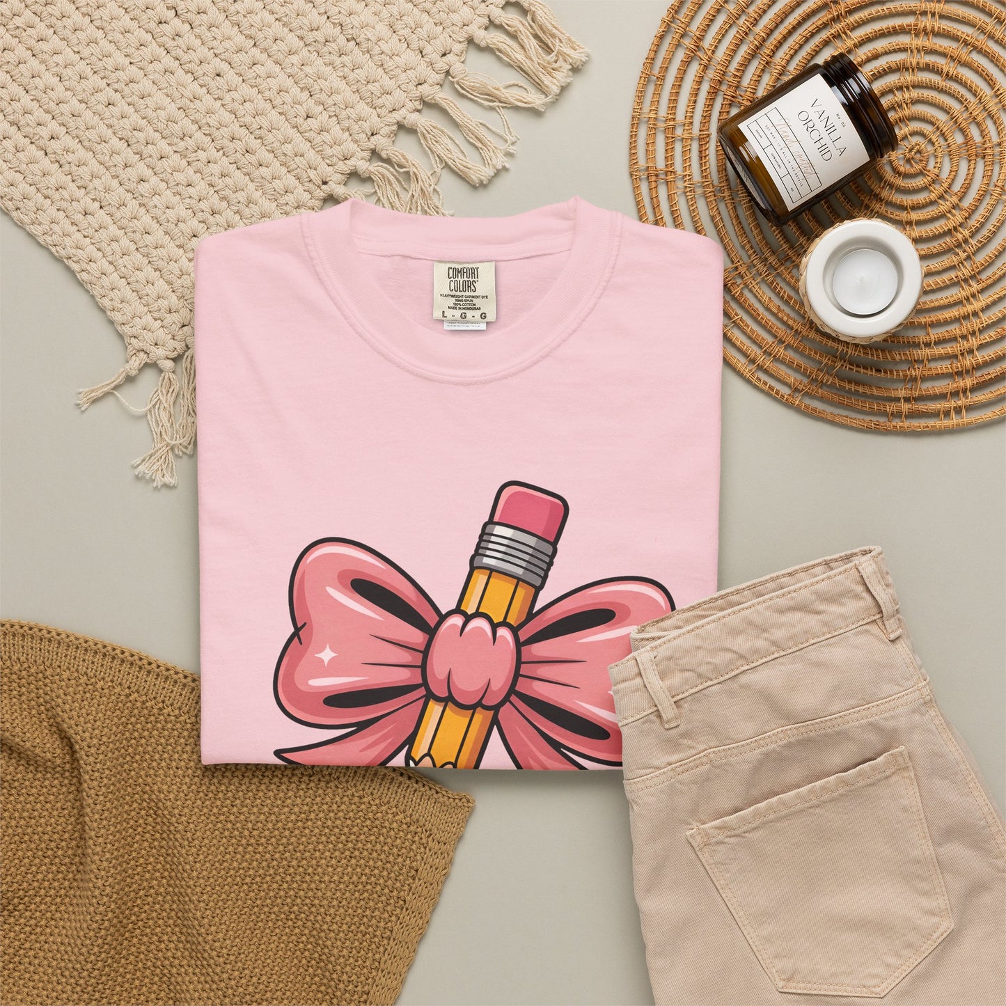 Pink Teacher Bow Comfort Colors Shirt | Cute Teacher Gift
