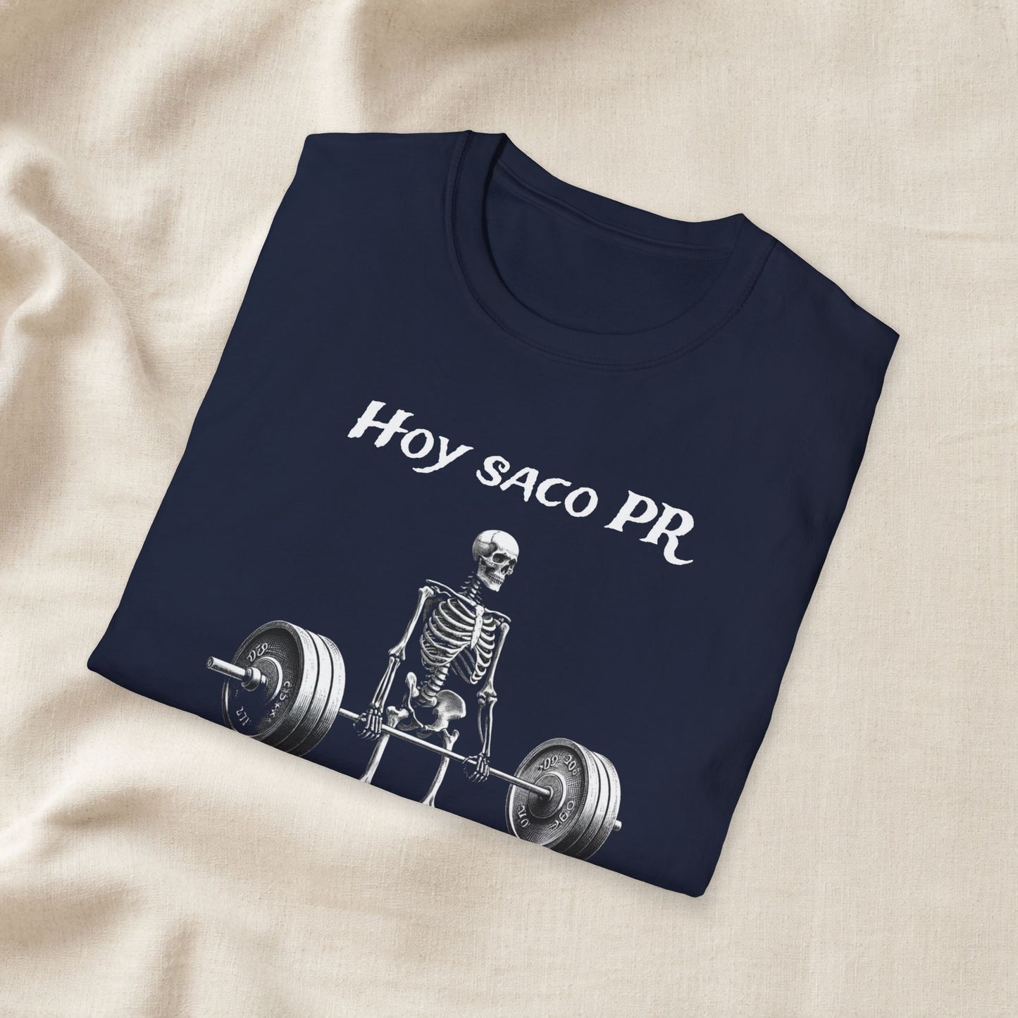 weightlifting tee aesthetic Hoy Saco PR Shirt, Funny Spanish Gym Shirt, Powerlifting Meme Tee, Deadlift Skeleton T Shirt