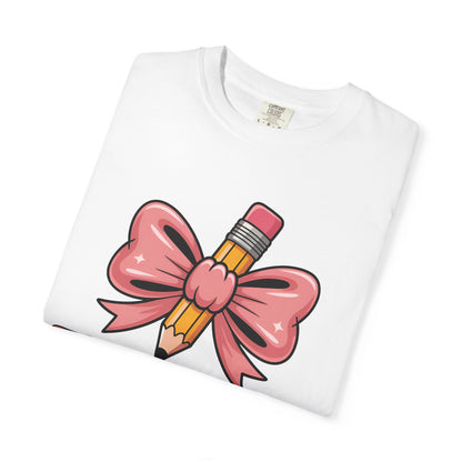Pink Teacher Bow Comfort Colors Shirt | Cute Teacher Gift