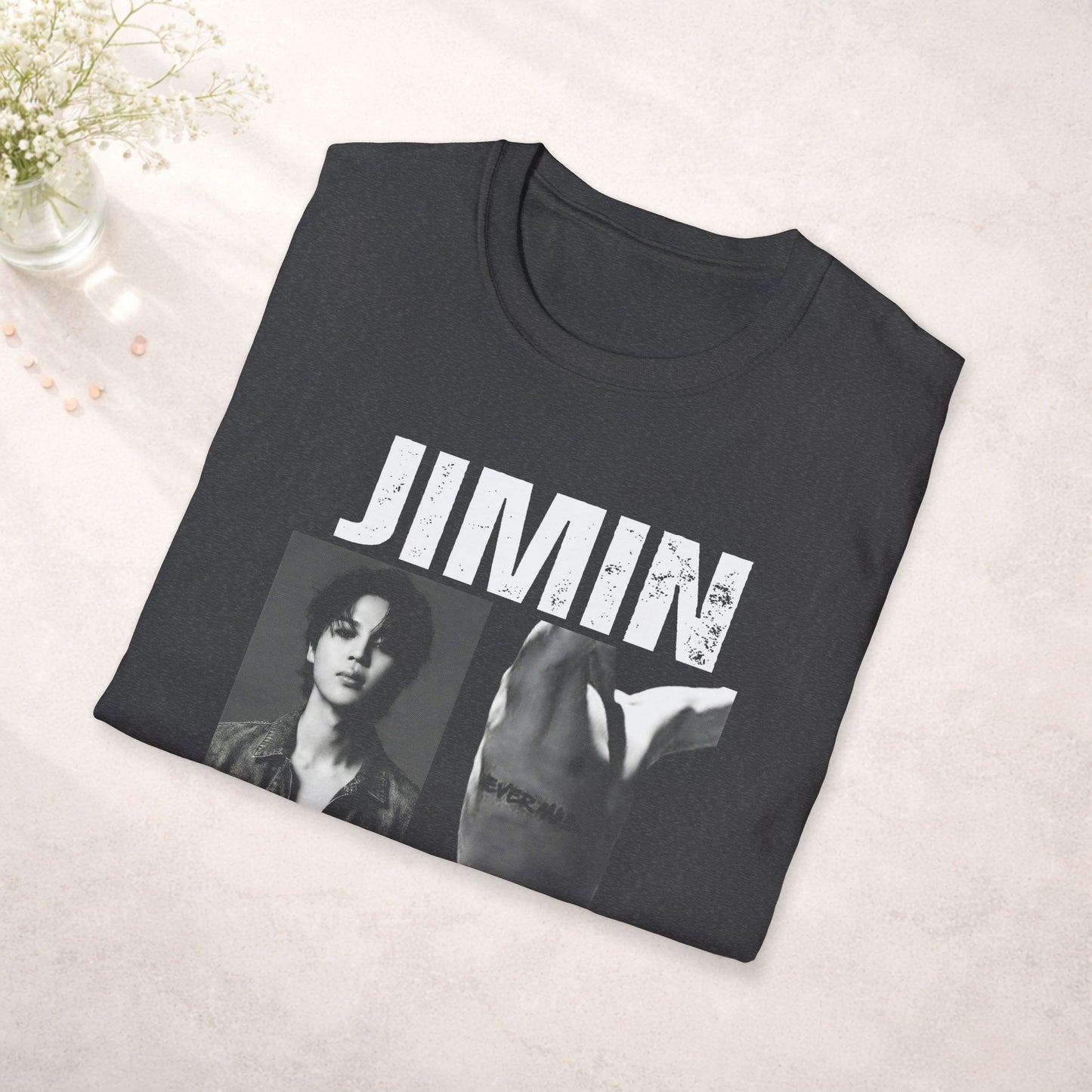 Jimin BTS Shirt Minimal Tee, Jimin Black White Graphic T Shirt, Kpop Fan Shirt, BTS Jimin Merch, Army Gift, Unisex Softstyle Tee