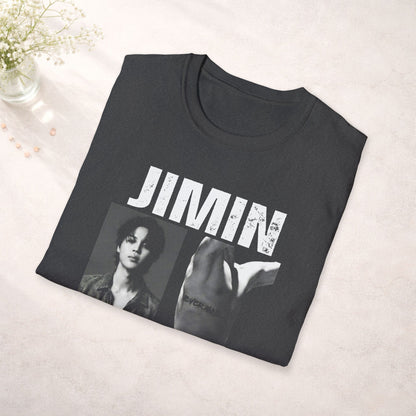 Jimin BTS Shirt Minimal Tee, Jimin Black White Graphic T Shirt, Kpop Fan Shirt, BTS Jimin Merch, Army Gift, Unisex Softstyle Tee