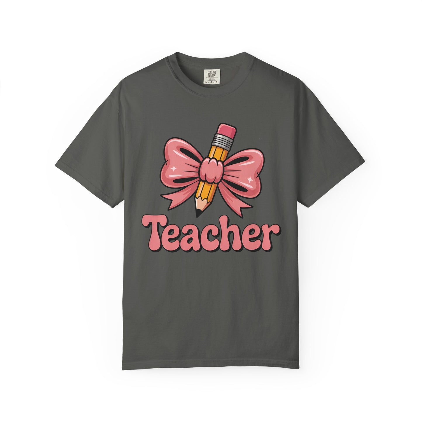 Pink Teacher Bow Comfort Colors Shirt | Cute Teacher Gift