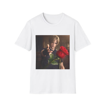 Leon Kennedy Flower Shirt, Resident Evil Aesthetic Tee, Leon S Kennedy Rose Gift, RE Fan Art T-Shirt, Biohazard Romantic Design, Capcom
