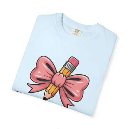 Pink Teacher Bow Comfort Colors Shirt | Cute Teacher Gift