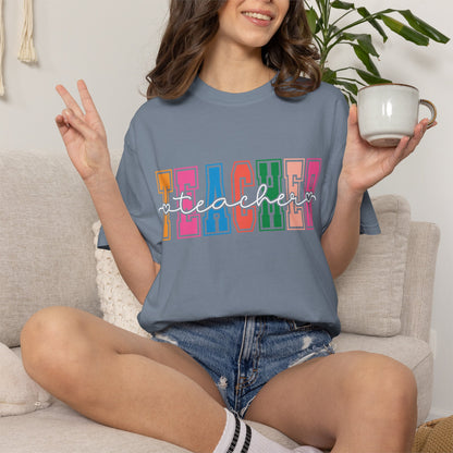 Retro Teacher Comfort Colors Shirt | Cute Teacher Gift Tee