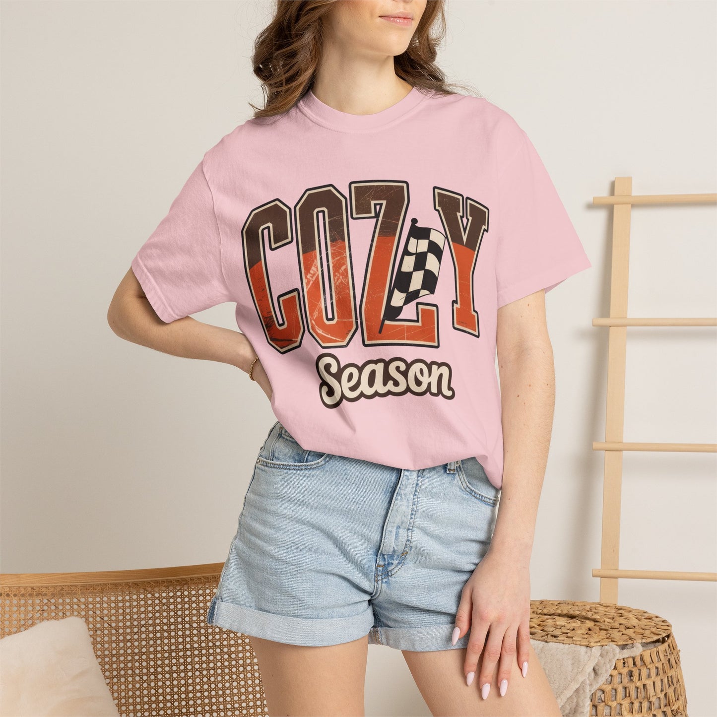 Premium quality Cozy Season Comfort Colors 1717 Fall Racing Graphic T-Shirt apparel - soft comfortable cozy autumn shirt