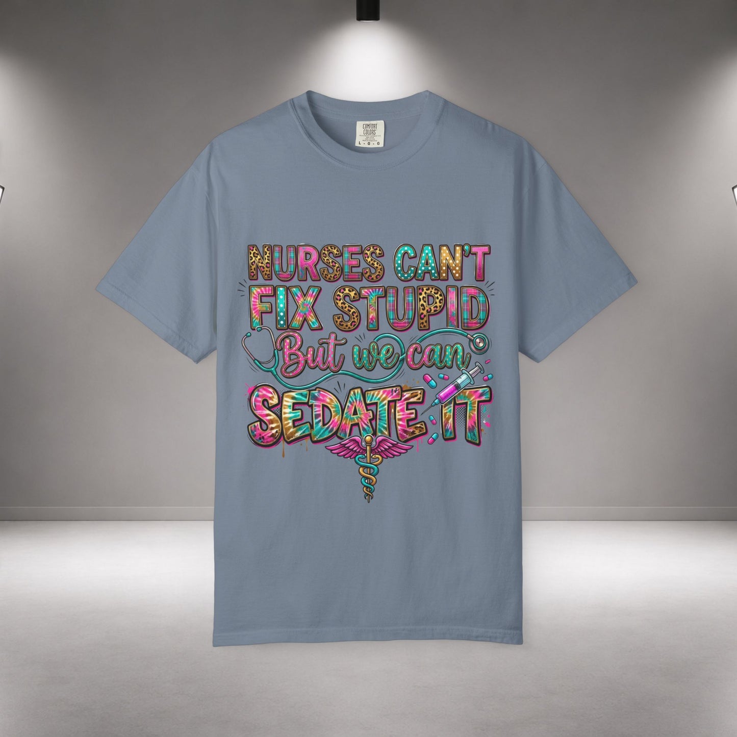 icu nurse tee aesthetic Funny Nurse Shirt Nurses Can't Fix Stupid But We Can Sedate It, Sarcastic RN Tee, ER Nurse Gift, ICU