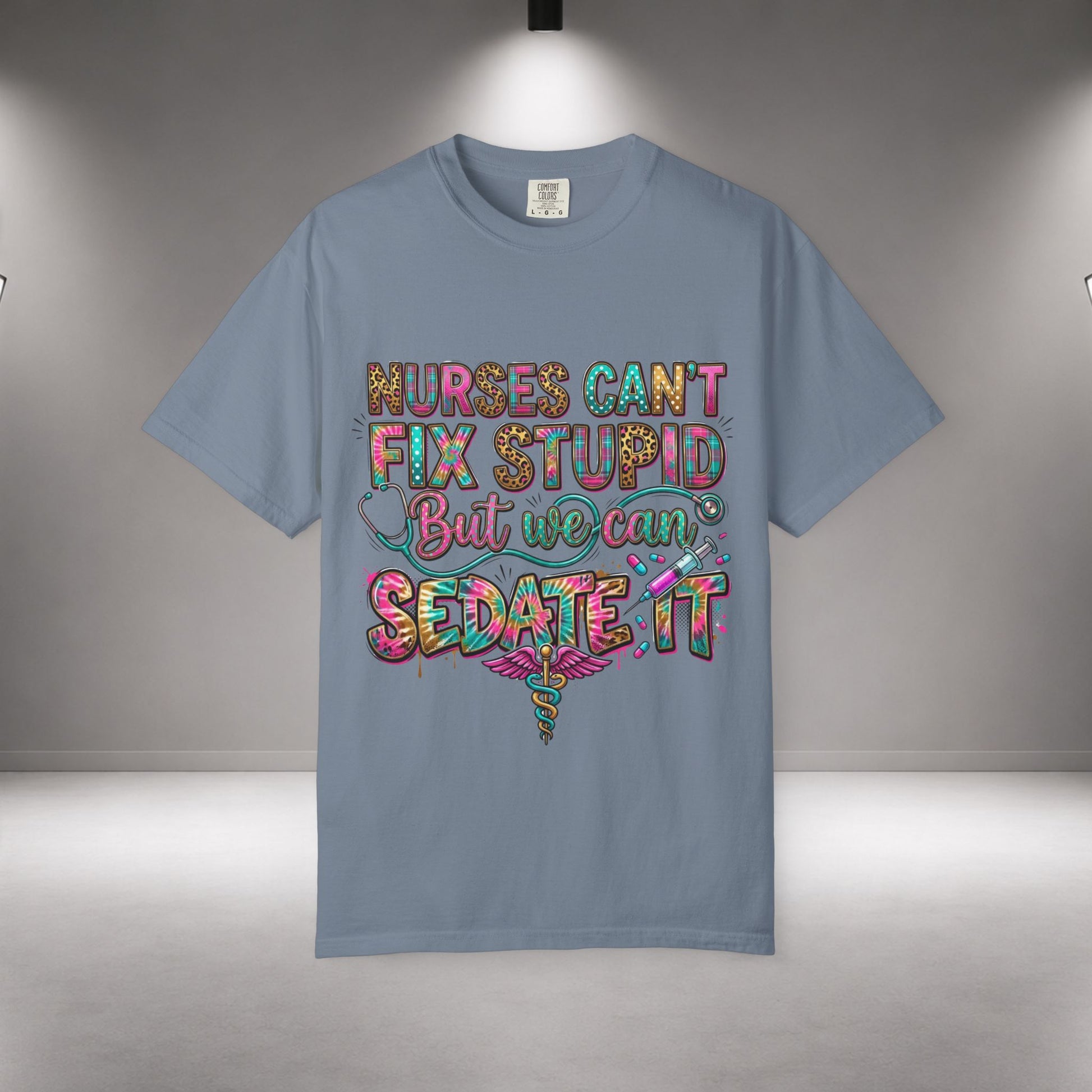 icu nurse tee aesthetic Funny Nurse Shirt Nurses Can't Fix Stupid But We Can Sedate It, Sarcastic RN Tee, ER Nurse Gift, ICU