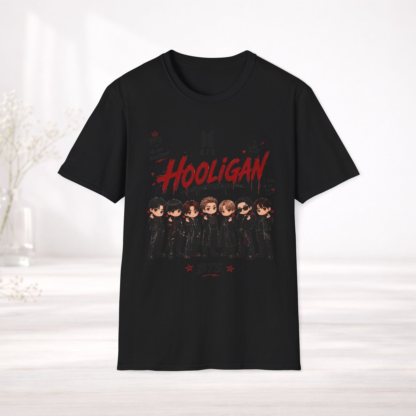 BTS Hooligan Shirt Kpop Graphic Tee, Bts World Tour Arirang Merch, Anime Style Bts Shirt, Army Gift, Unisex Softstyle T Shirt