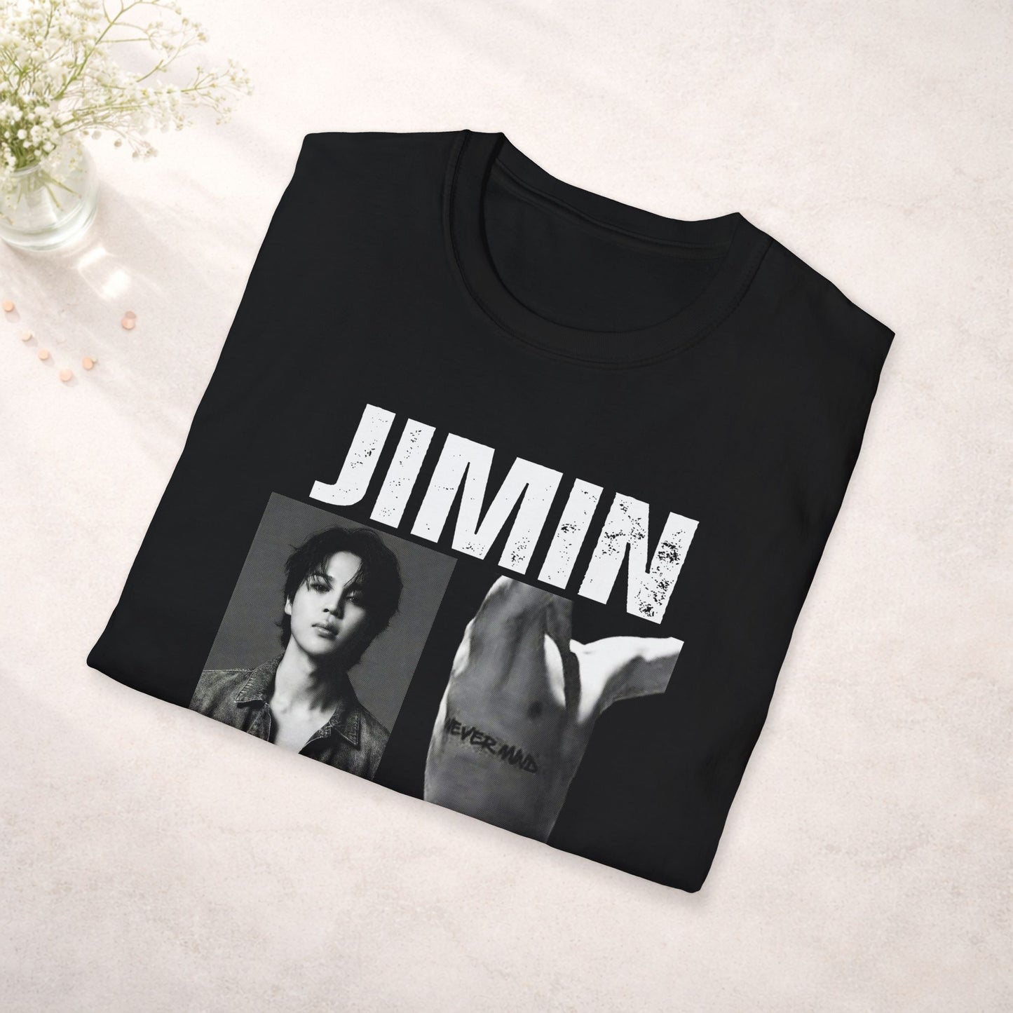 Jimin BTS Shirt Minimal Tee, Jimin Black White Graphic T Shirt, Kpop Fan Shirt, BTS Jimin Merch, Army Gift, Unisex Softstyle Tee