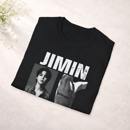 Jimin BTS Shirt Minimal Tee, Jimin Black White Graphic T Shirt, Kpop Fan Shirt, BTS Jimin Merch, Army Gift, Unisex Softstyle Tee