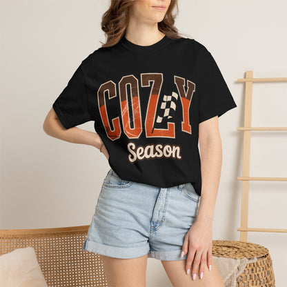 Cozy Season Comfort Colors 1717 Fall Racing Graphic T-Shirt apparel for fall racing shirt and pumpink season - perfect