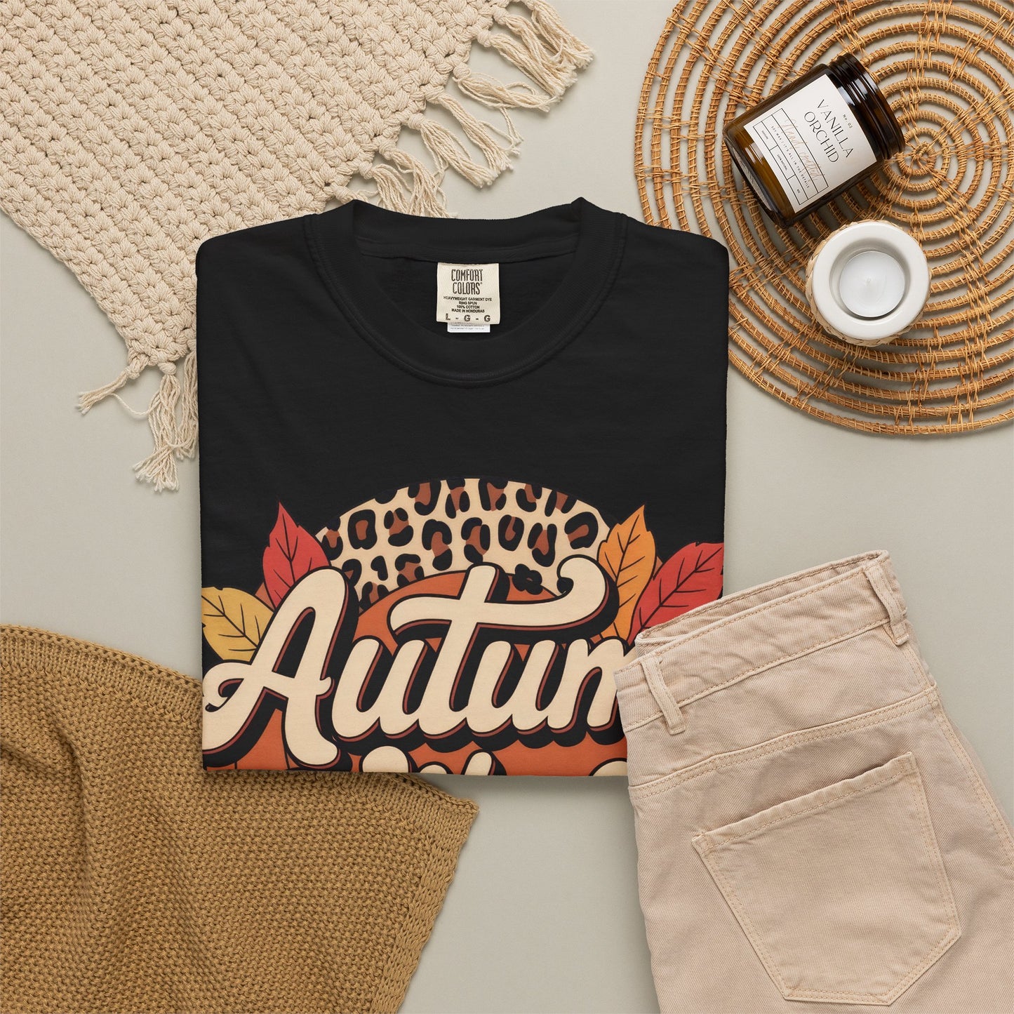 Autumn Vibes Comfort Colors 1717 T-Shirt – Cozy Fall Leaves Graphic Tee graphic tee for comfort colors and cozy autumn shirt