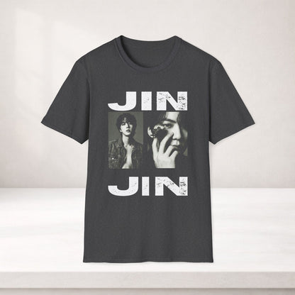 Jin BTS Shirt Minimal Tee, Jin Black and White T Shirt, Kpop Graphic Tee, BTS Jin Fan Shirt, Army Gift, Unisex Softstyle Shirt