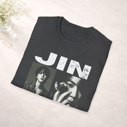 Jin BTS Shirt Minimal Tee, Jin Black and White T Shirt, Kpop Graphic Tee, BTS Jin Fan Shirt, Army Gift, Unisex Softstyle Shirt