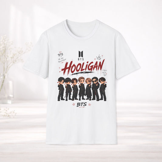 BTS Hooligan Shirt Kpop Graphic Tee, Bts World Tour Arirang Merch, Anime Style Bts Shirt, Army Gift, Unisex Softstyle T Shirt