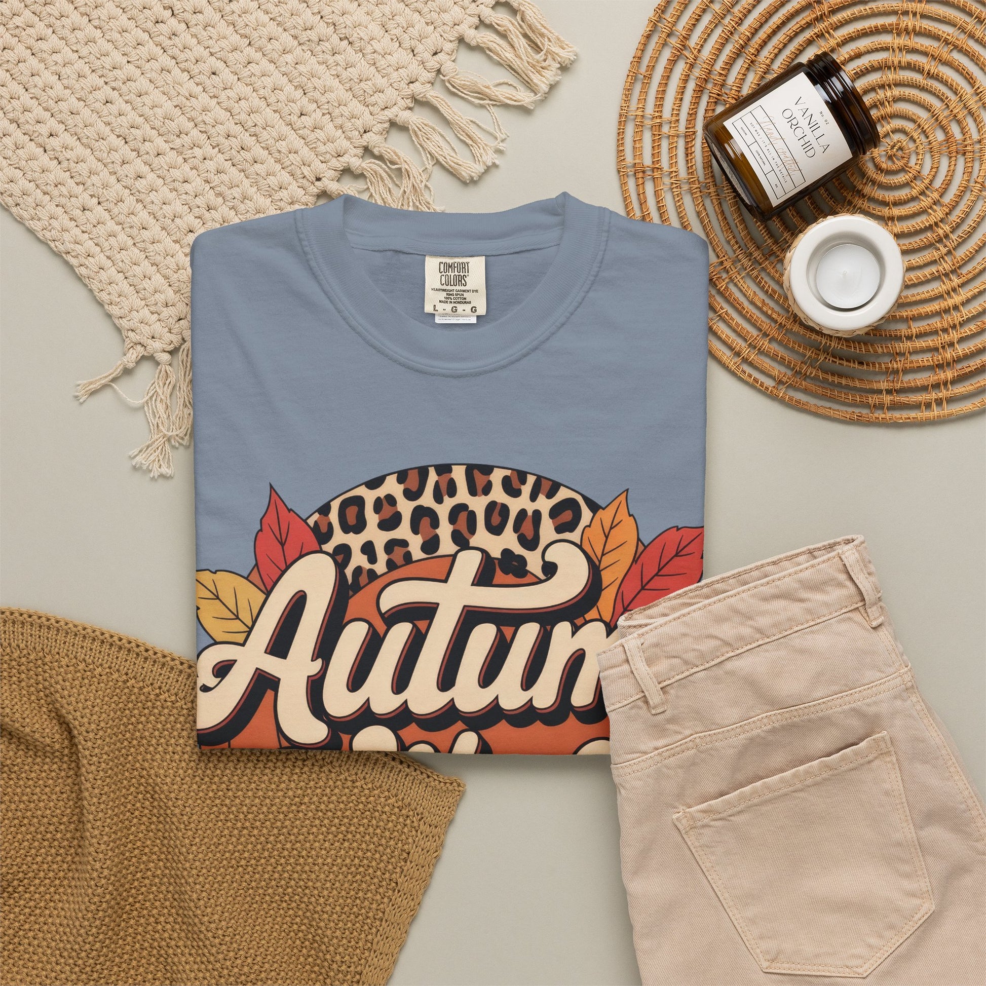 thanksgiving outfit aesthetic Autumn Vibes Comfort Colors 1717 T-Shirt – Cozy Fall Leaves Graphic Tee graphic tee - trendy