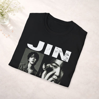 Jin BTS Shirt Minimal Tee, Jin Black and White T Shirt, Kpop Graphic Tee, BTS Jin Fan Shirt, Army Gift, Unisex Softstyle Shirt