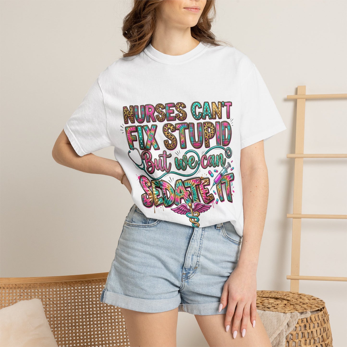 Funny Nurse Shirt Nurses Can't Fix Stupid But We Can Sedate It, Sarcastic RN Tee, ER Nurse Gift, ICU Nurse Shirt, Nursing
