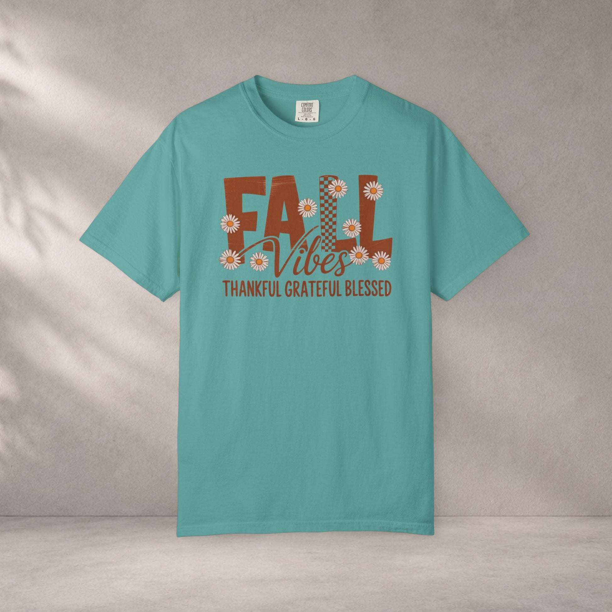 Premium quality Fall Vibes Shirt, Thankful Grateful Blessed Shirt, Autumn Daisy Shirt, Comfort Colors Fall Tee, Thanksgiving