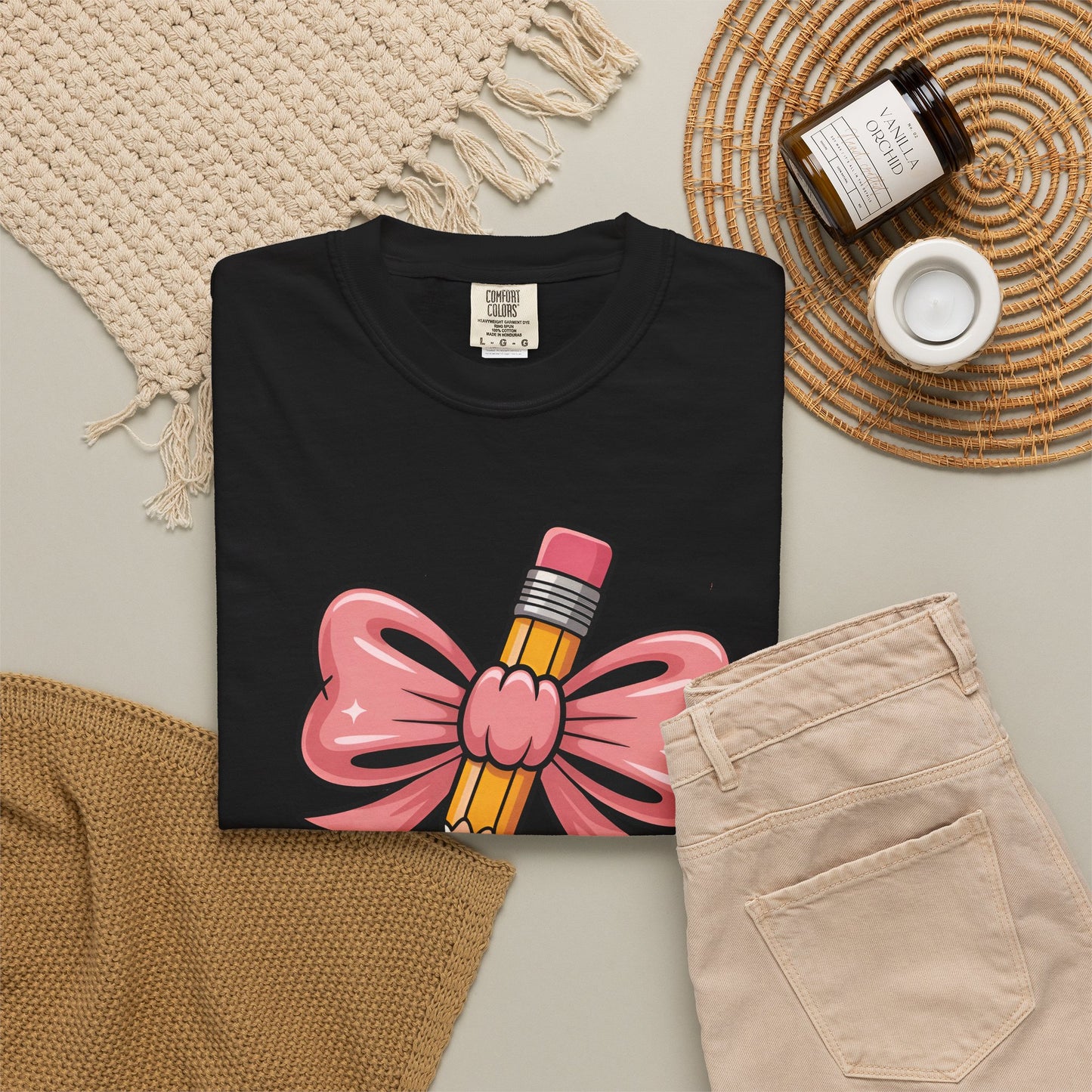 Pink Teacher Bow Comfort Colors Shirt | Cute Teacher Gift