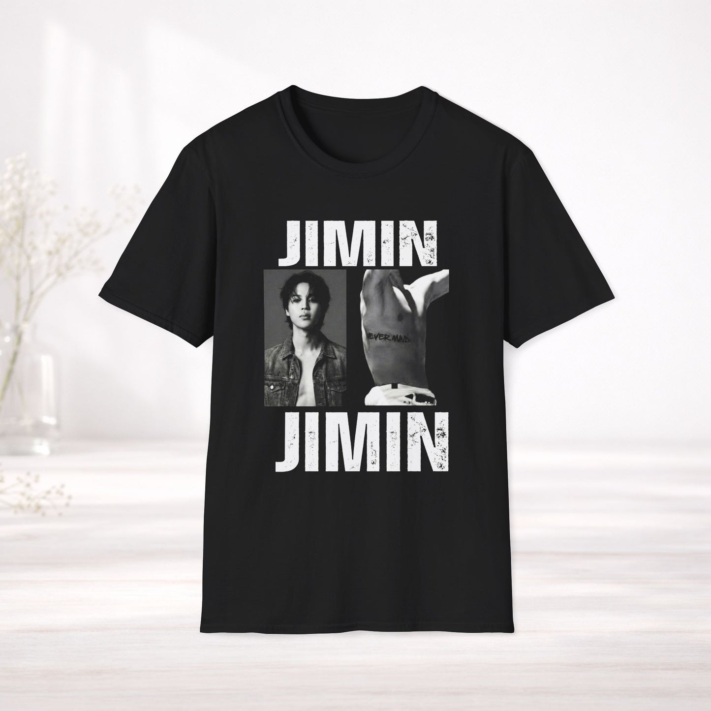 Jimin BTS Shirt Minimal Tee, Jimin Black White Graphic T Shirt, Kpop Fan Shirt, BTS Jimin Merch, Army Gift, Unisex Softstyle Tee