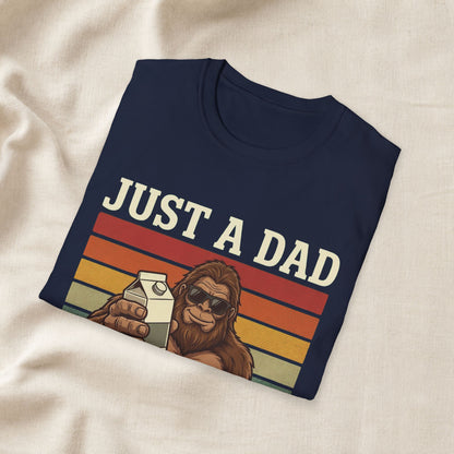 Just A Dad Who Always Came Back With The Milk Shirt | Funny Bigfoot Dad Tee apparel gift idea for dad shirt lovers