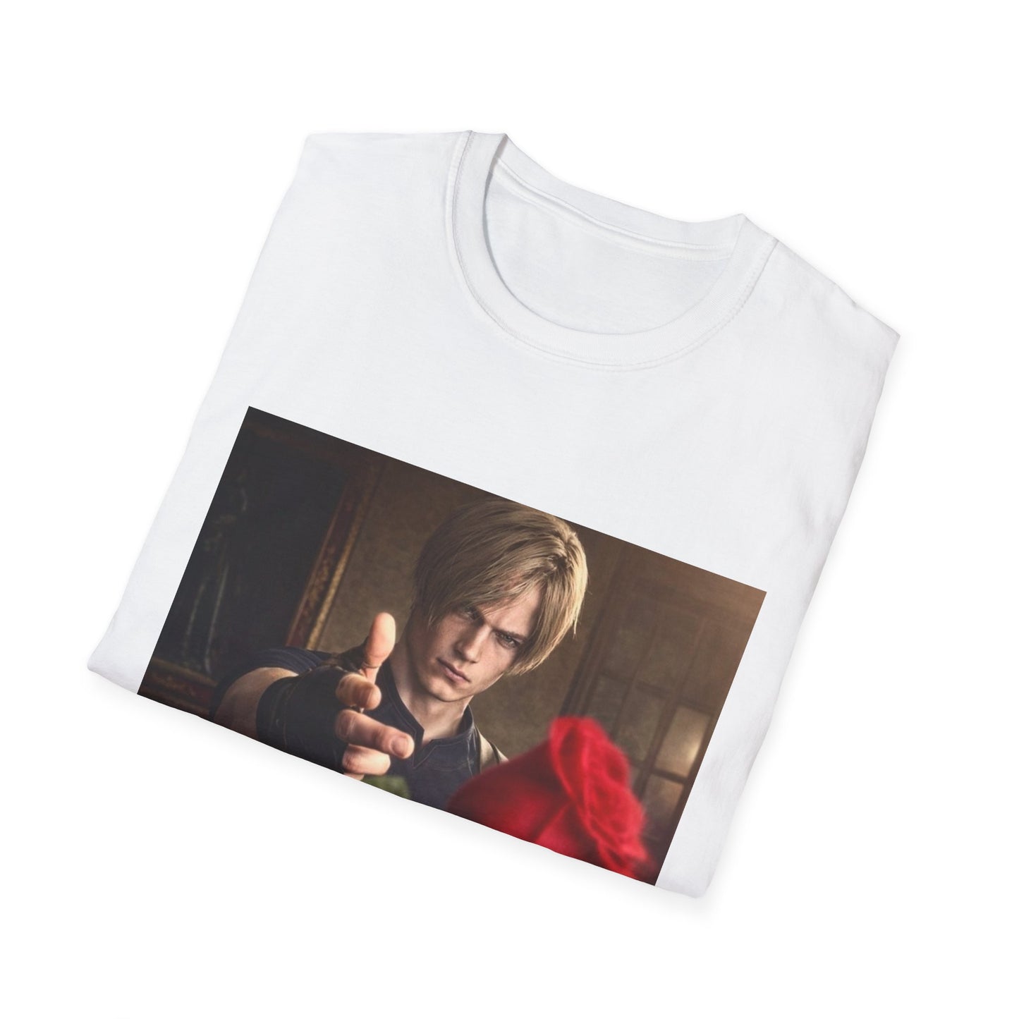 Leon Kennedy Flower Shirt, Resident Evil Aesthetic Tee, Leon S Kennedy Rose Gift, RE Fan Art T-Shirt, Biohazard Romantic Design, Capcom