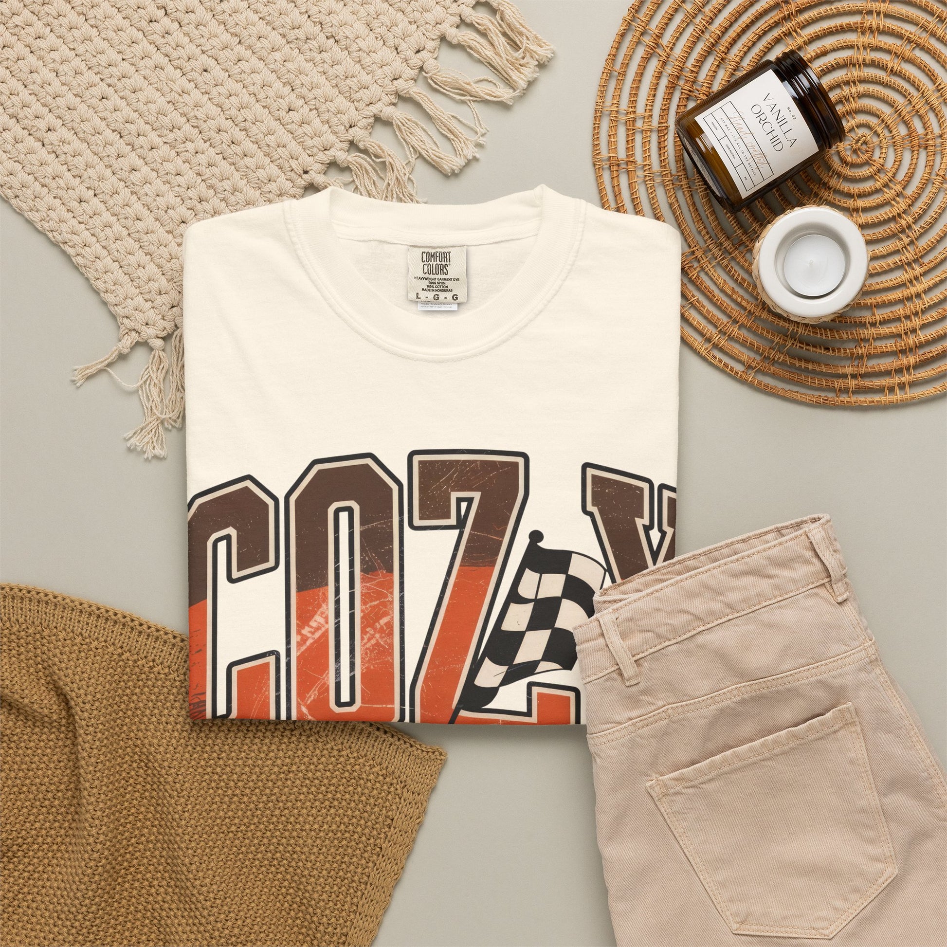 Cozy Season Comfort Colors 1717 Fall Racing Graphic T-Shirt shirt for checkered flag shirt and comfort colors - perfect