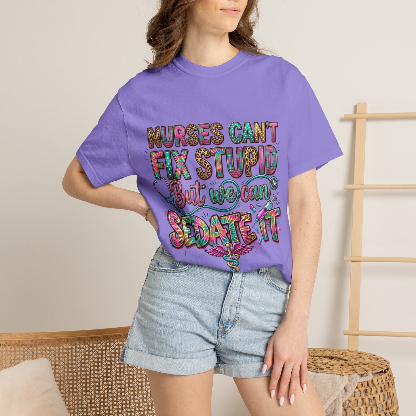 Comfortable unisex Funny Nurse Shirt Nurses Can't Fix Stupid But We Can Sedate It, Sarcastic RN Tee, ER Nurse Gift, ICU
