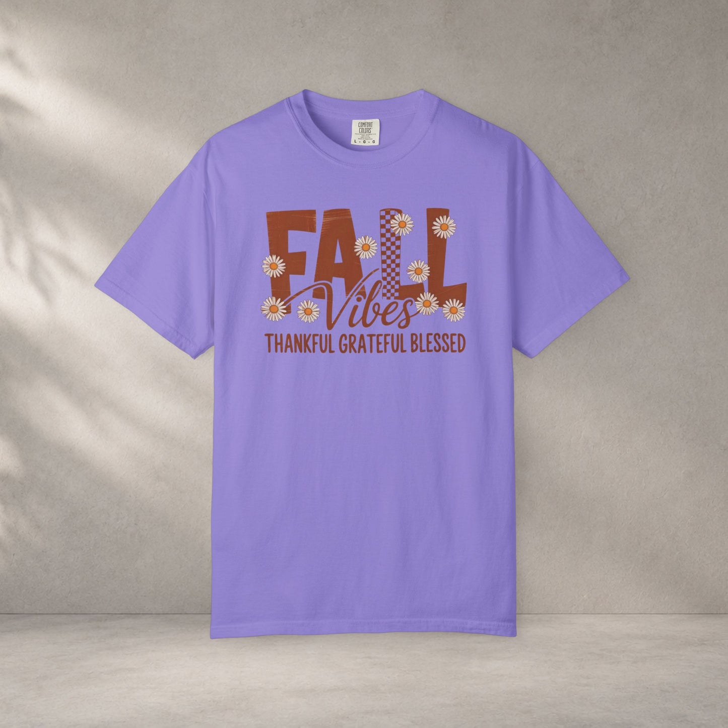 Fall Vibes Shirt, Thankful Grateful Blessed Shirt, Autumn Daisy Shirt, Comfort Colors Fall Tee, Thanksgiving Shirt Women