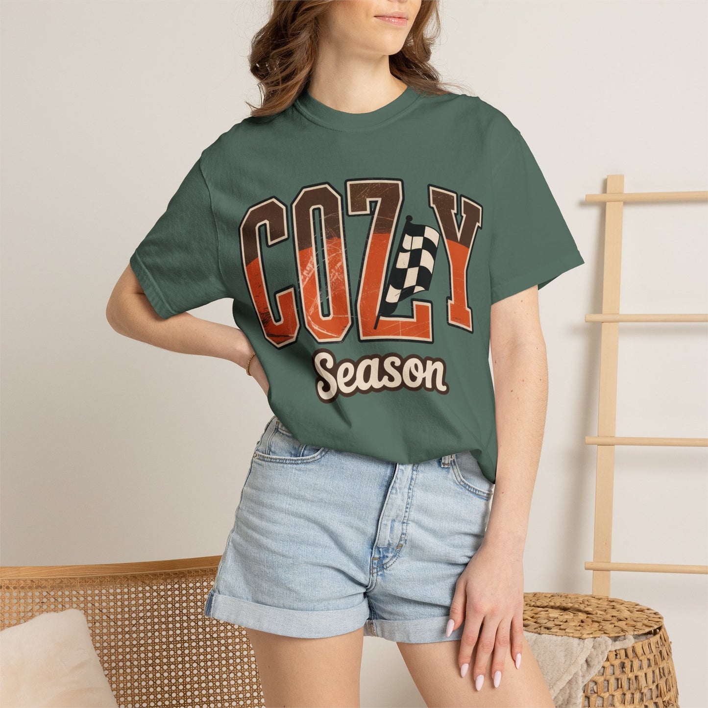 Cozy Season Comfort Colors 1717 Fall Racing Graphic T-Shirt apparel for fall racing shirt season - versatile wardrobe staple