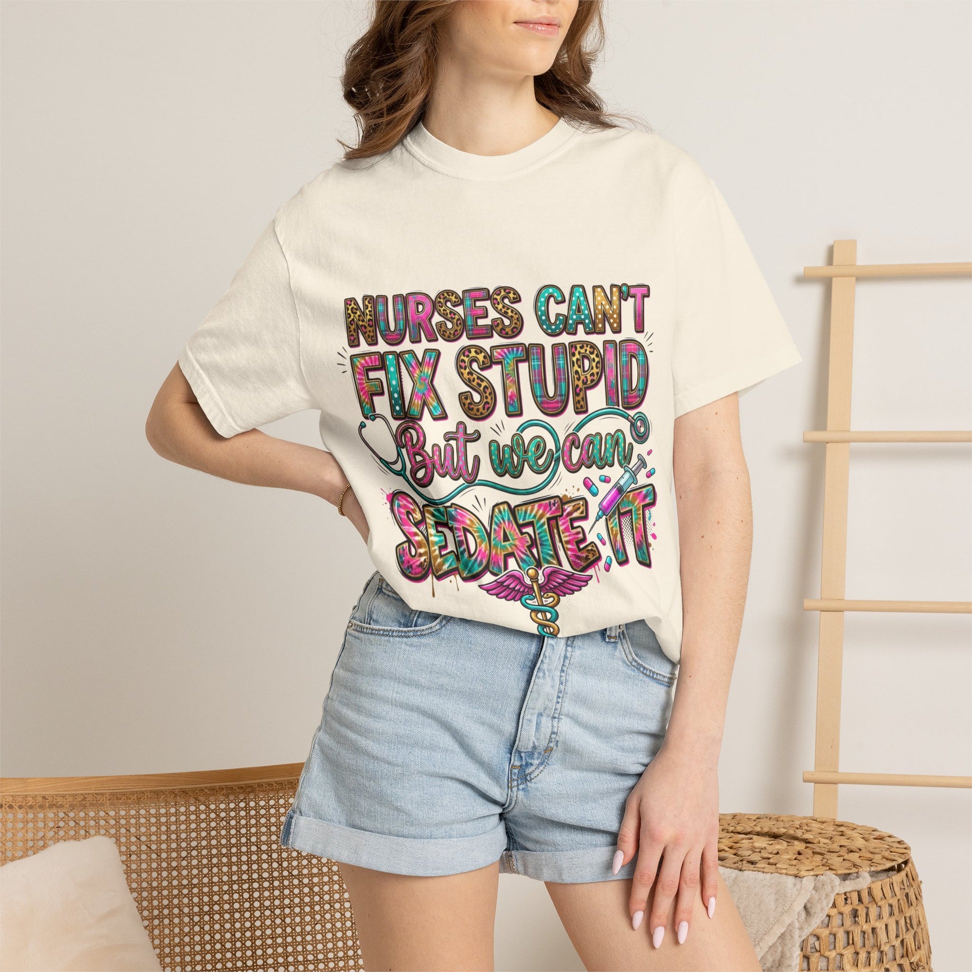 Comfortable unisex Funny Nurse Shirt Nurses Can't Fix Stupid But We Can Sedate It, Sarcastic RN Tee, ER Nurse Gift, ICU