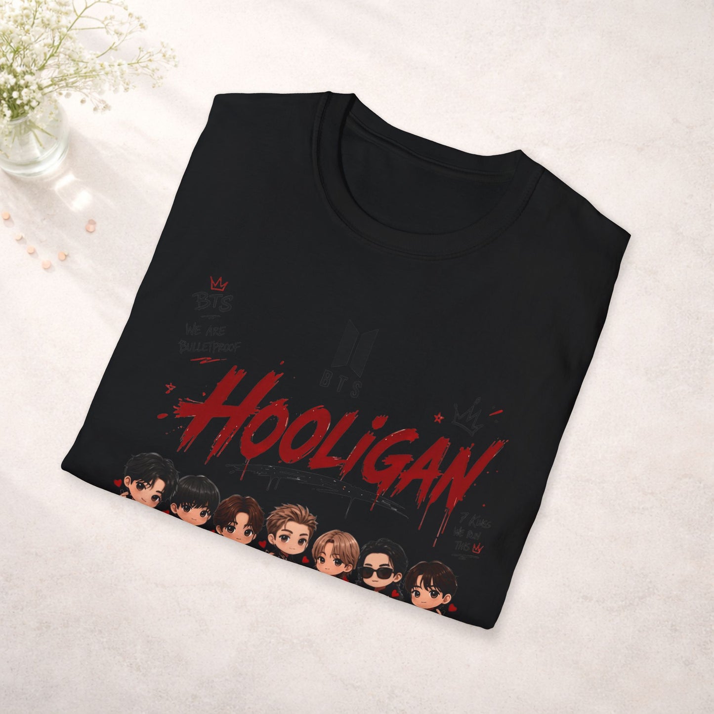 BTS Hooligan Shirt Kpop Graphic Tee, Bts World Tour Arirang Merch, Anime Style Bts Shirt, Army Gift, Unisex Softstyle T Shirt