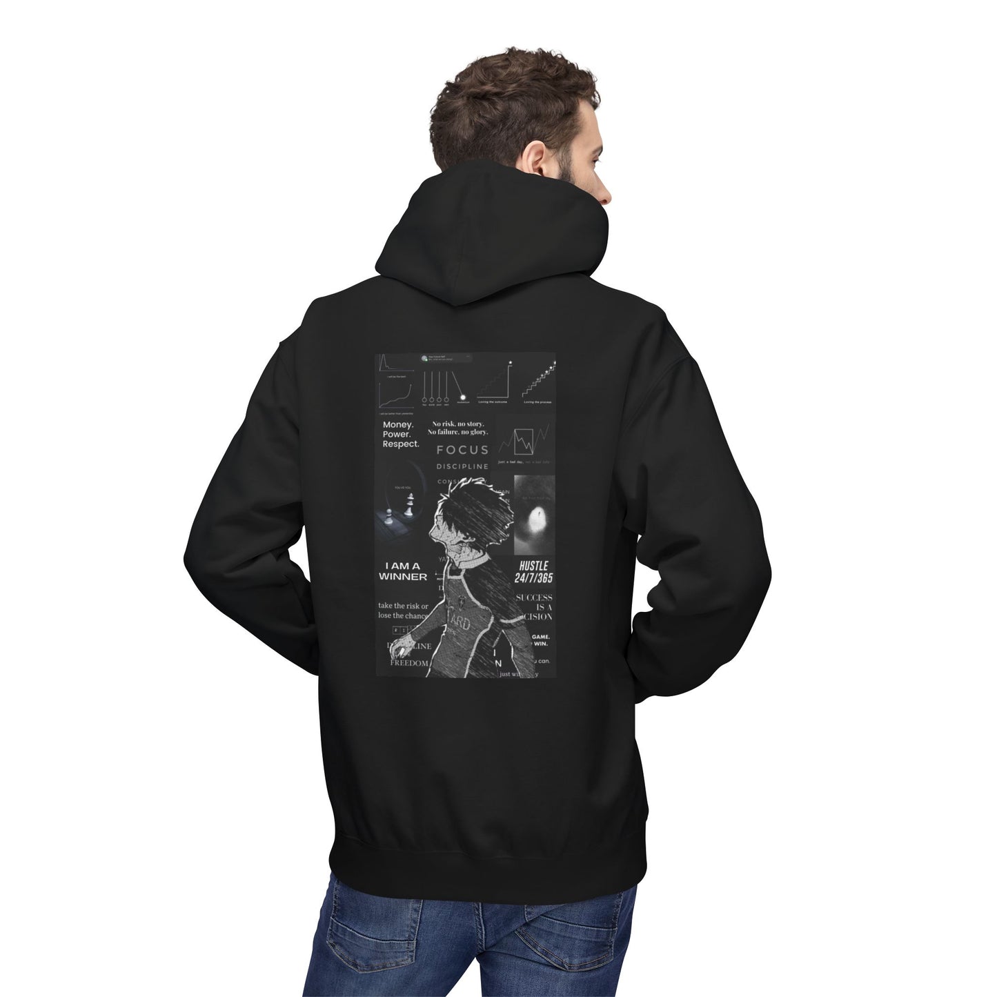 Discipline Hoodie Motivation Sweatshirt Focus Hustle Mindset Hoodie Dark Aesthetic Gym Hoodie Streetwear Self Improvement Clothing