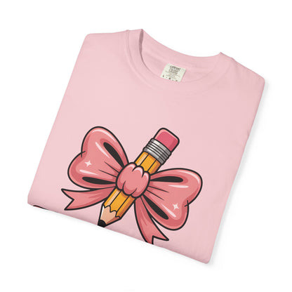 Pink Teacher Bow Comfort Colors Shirt | Cute Teacher Gift