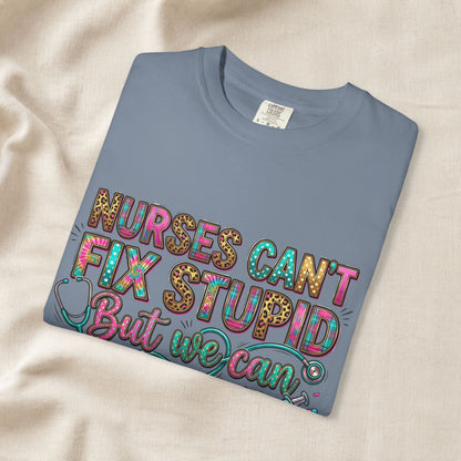 Funny Nurse Shirt Nurses Can't Fix Stupid But We Can Sedate It, Sarcastic RN Tee, ER Nurse Gift, ICU Nurse Shirt, Nursing
