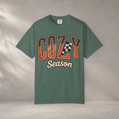 Comfortable unisex Cozy Season Comfort Colors 1717 Fall Racing Graphic T-Shirt tee - flattering fall fit and rich color