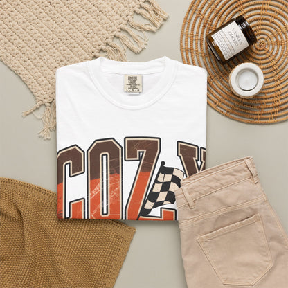 race day tee aesthetic Cozy Season Comfort Colors 1717 Fall Racing Graphic T-Shirt shirt - trendy statement style piece