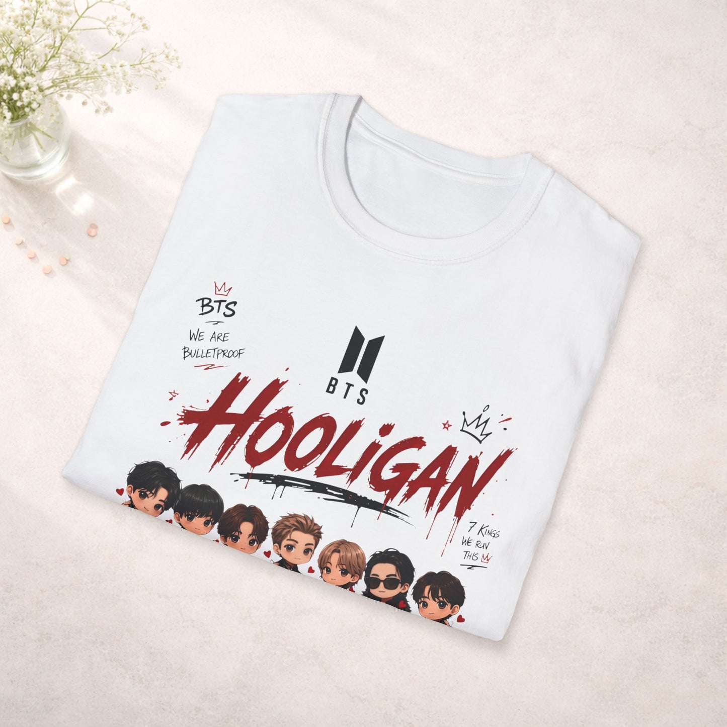 BTS Hooligan Shirt Kpop Graphic Tee, Bts World Tour Arirang Merch, Anime Style Bts Shirt, Army Gift, Unisex Softstyle T Shirt