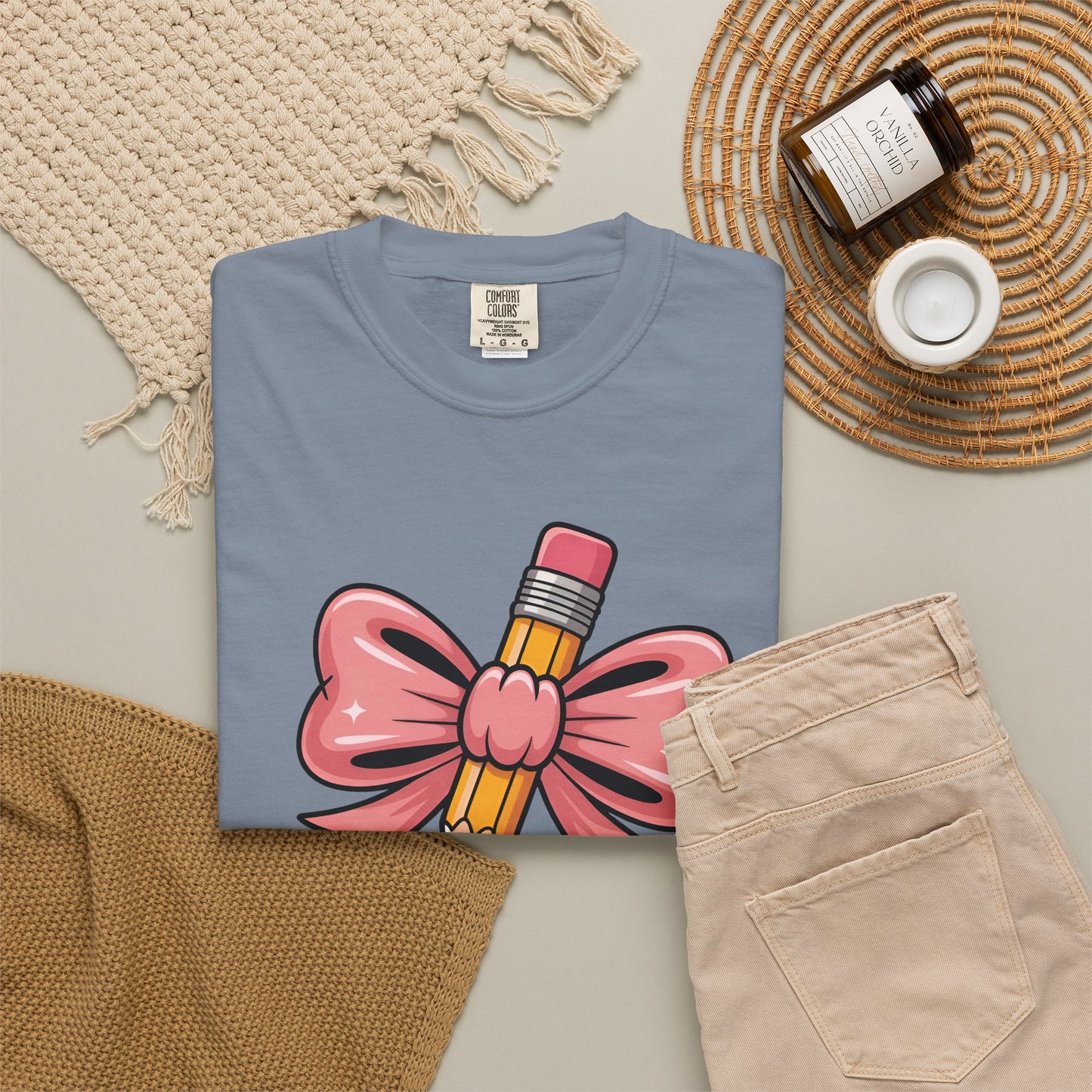Pink Teacher Bow Comfort Colors Shirt | Cute Teacher Gift