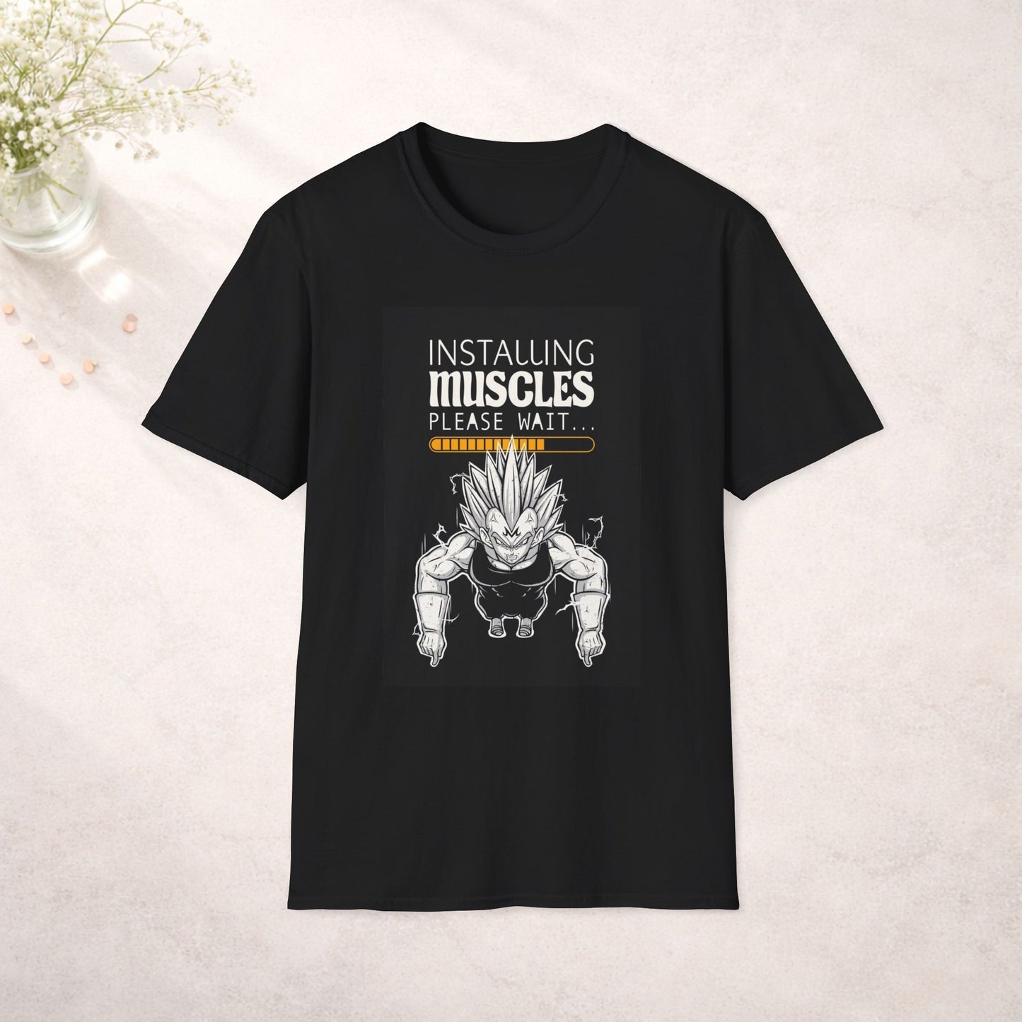 Anime Gym Shirt Installing Muscles Tee Saiyan Workout Shirt Anime Fitness Shirt Dragon Ball Inspired Gym Shirt Funny Gym Tee
