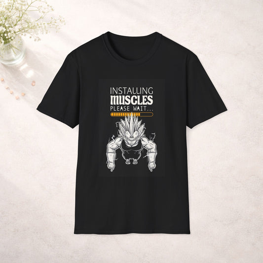 Anime Gym Shirt Installing Muscles Tee Saiyan Workout Shirt Anime Fitness Shirt Dragon Ball Inspired Gym Shirt Funny Gym Tee