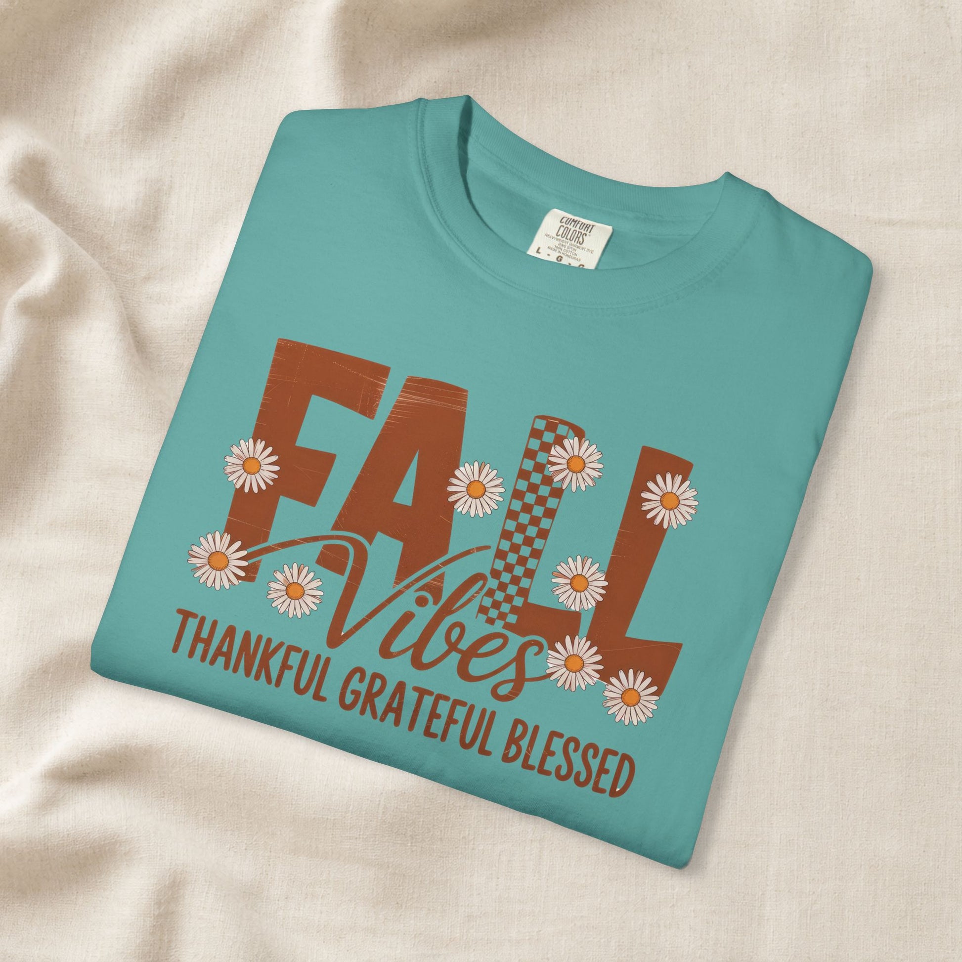 fall shirt aesthetic Fall Vibes Shirt, Thankful Grateful Blessed Shirt, Autumn Daisy Shirt, Comfort Colors Fall Tee